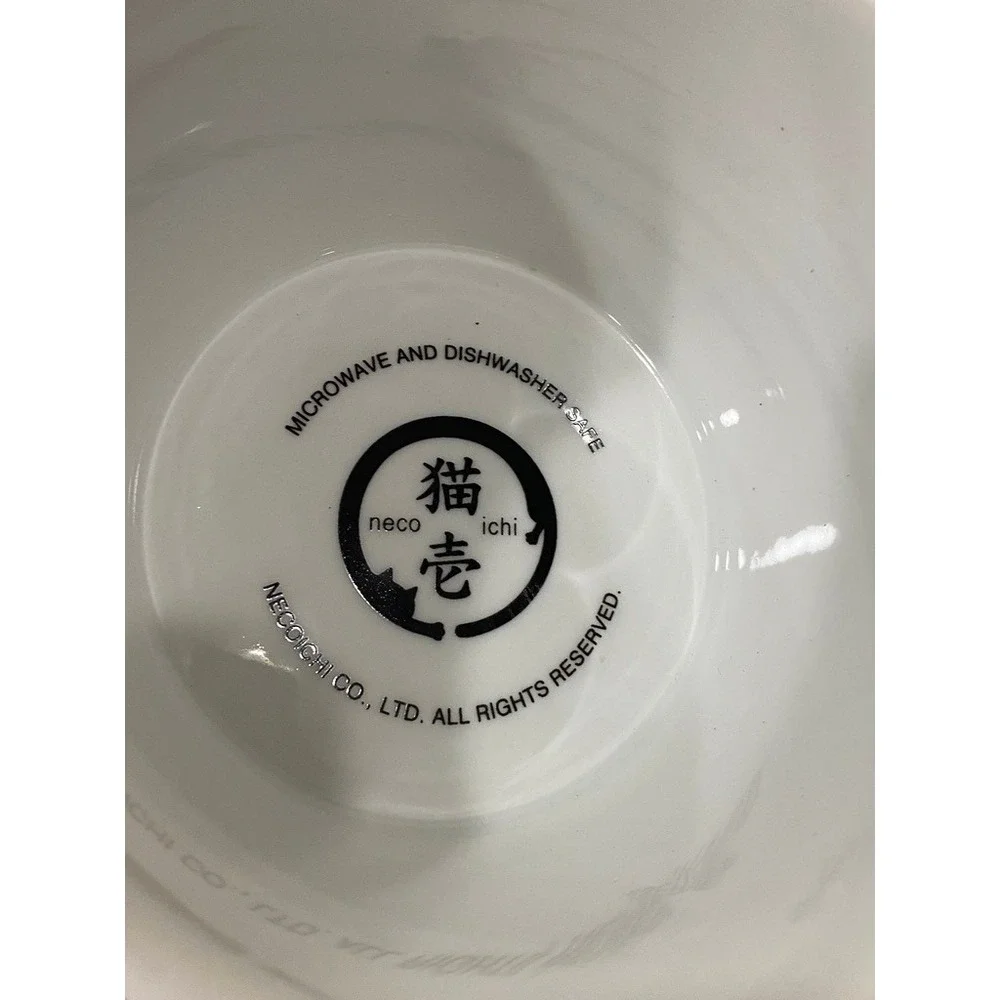 Necoichi Raised Cat Food Bowl Large White Porcelain Paw Print Elevated NEW
